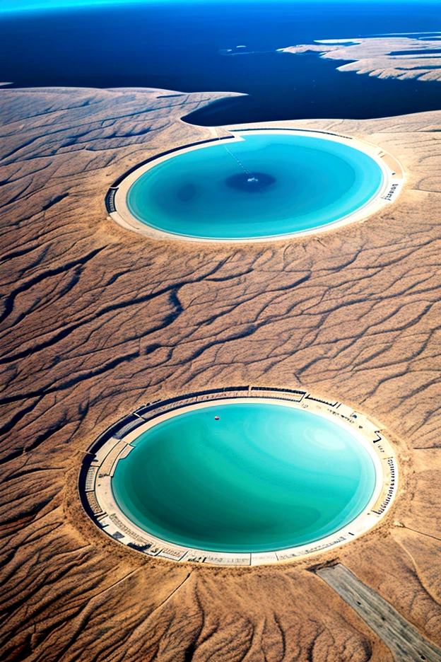 A picture of the flat earth viewed from a height of thousands of miles,In the center of the picture, there is a pillar that reaches straight to the heaven.