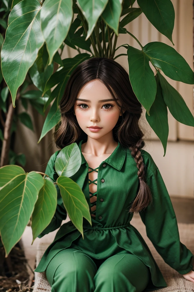 Arrenged leaves of plant like a doll