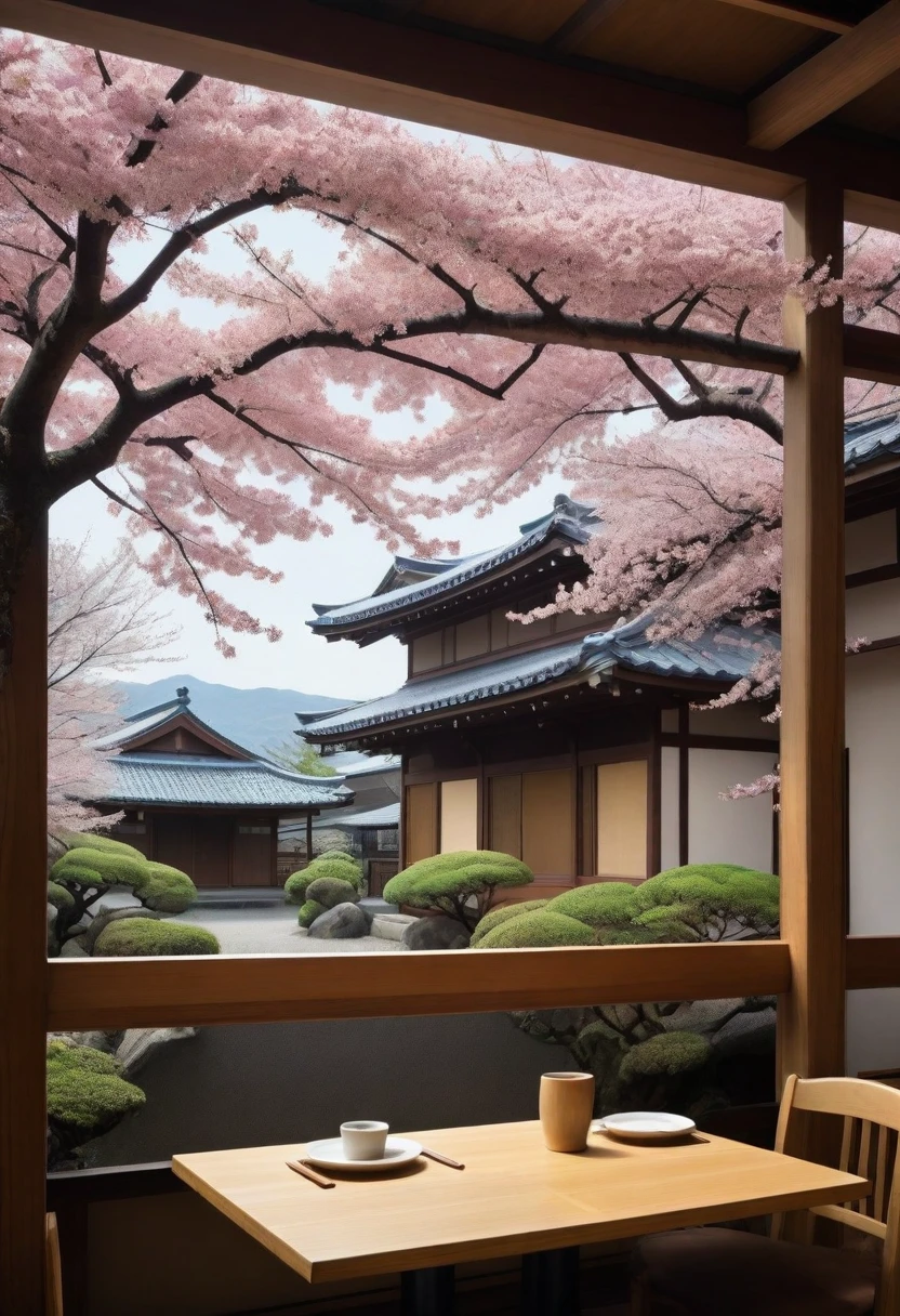 landscape Japanese restaurant Sakura without people