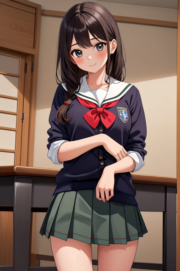 masterpiece,best quality,1girl, school girl in mini skirt, highly detailed