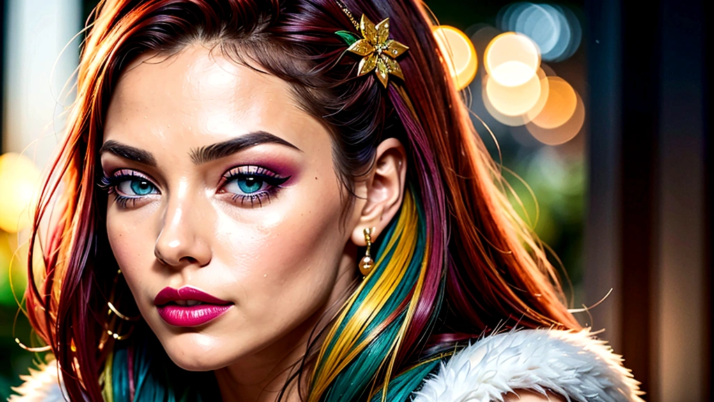 vintage style fantasy, masterpiece, magnificent art, best quality, 1girl, close-up girl nordic princess, Scandinavian mountains, winter weather, symmetrical and hyper detailed face, silky skin like peach silk, vibrant and aggressive green eyes, white and messy hair up to the waist, sculptural body, (sparks: 0.7), Adobe Illustration, Trand on Artstation, 8K, hd, UHD, cold and soft lighting, --q 500 --s 100, -