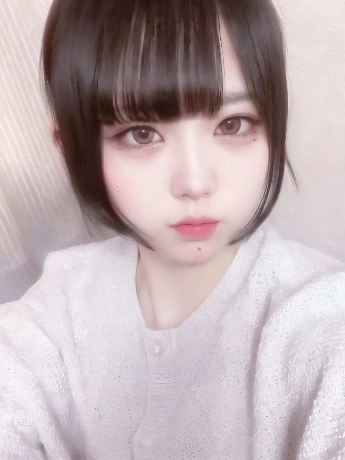 a close up of a young girl with a short black hair, with short hair, shikamimi, cute natural anime face, Chiho, sakimi chan, black hime cut hair, kotegawa yui, the hime cut, sui ishida with black hair, Yoshitomo Nara, sakimichan