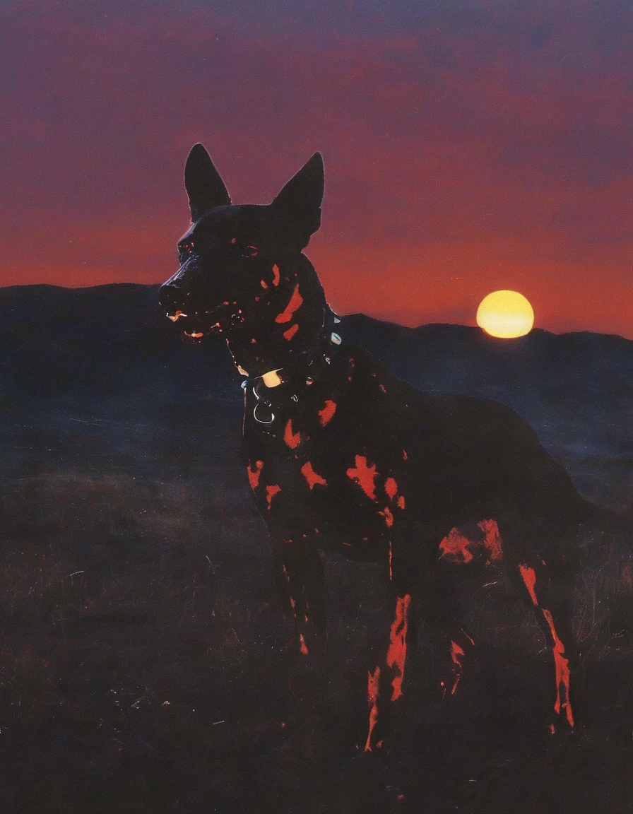 dog, sunset background