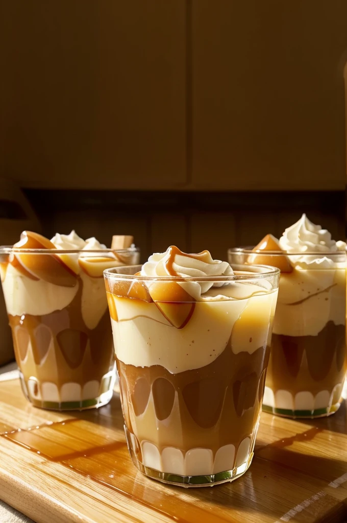 Caramel Apple Jello Shots
Ingredients:
Apple-flavored gelatin: 1 box 🍏
Caramel vodka: 1 cup 🍸
Apple juice: 1 cup 🍎
Caramel sauce: 1/2 cup 🍯
Whipped cream: For topping 🍦
Instructions:
Prepare the Gelatin Mixture:
Boil 1 cup of apple juice.
Dissolve the apple-flavored gelatin in the hot apple juice.
Add 1 cup of caramel vodka and stir well.
Pour into Shot Glasses:
Pour the gelatin mixture into shot glasses, filling each one about halfway.
Set and Add Toppings:
Refrigerate for about 4 hours, or until the gelatin is set.
Before serving, top each shot with a drizzle of caramel sauce and a small dollop of whipped cream