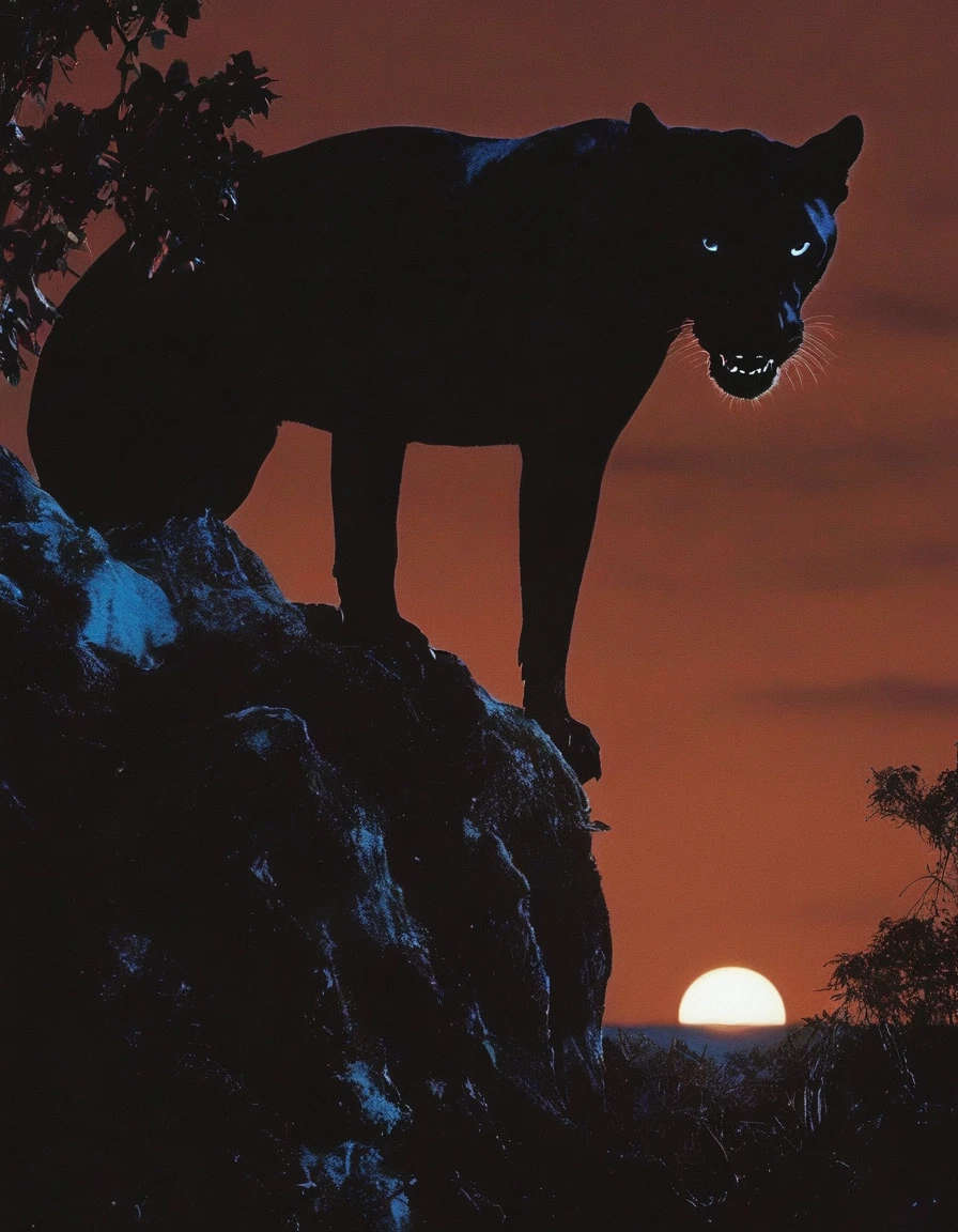 panther, sunset background