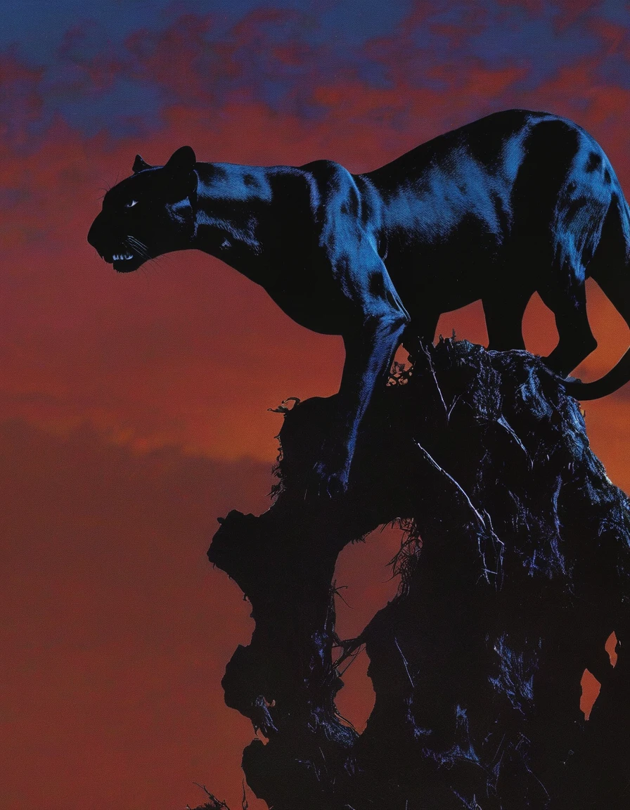 panther, sunset background