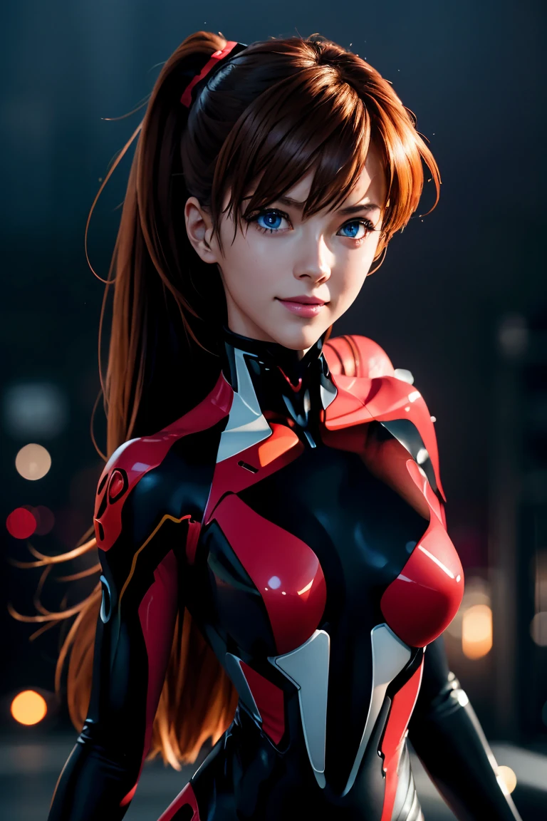 Evangelion,Asuka Langley,blue eyes,Plug Suit,Bodysuits,Interface Headset,赤いBodysuits,Ultra HD,super high quality,masterpiece,Digital SLR,Photorealistic,Detailed details,Vivid details,Depicted in detail,A detailed face,Detailed details,Super Detail,Realistic skin texture,Anatomical basis,Perfect ???????,Anatomically correct hand,Anatomically correct fingers,Complex 3D rendering,Sexy pose,Rainy Sky,Beautiful scenery,Fantastic rainy sky,Picturesque,Pink Lips,smile,