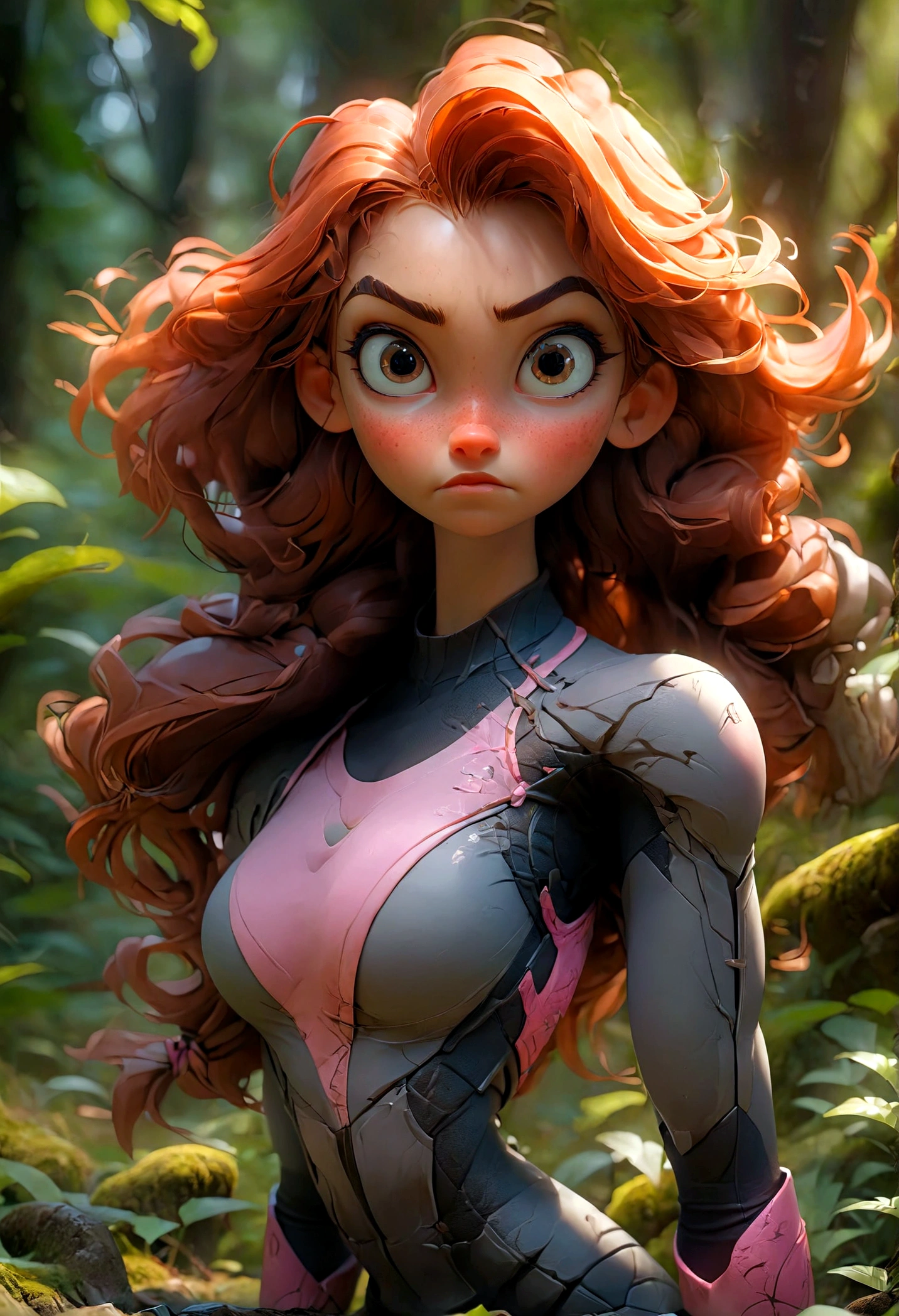 1girl, Athlete, a muscular athletic girl, dynamic athletic pose, athletic wear, detailed facial features, long hair flowing, outdoor forest nature background, dramatic lighting, cinematic composition, 8k, highest quality, intricate details, vibrant colors, masterpiece, best quality, very aesthetic, absurdres