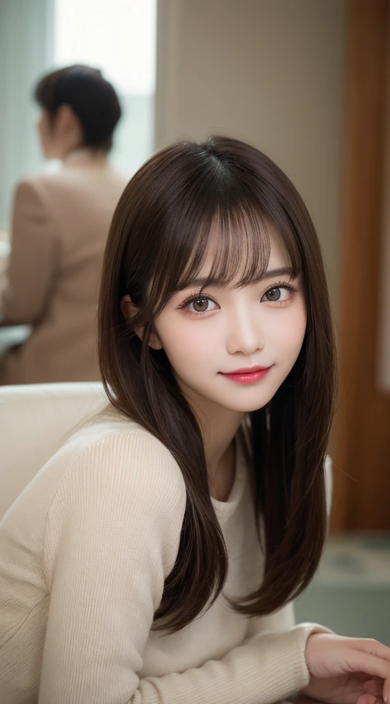 Tabletop, Highest quality, shape, Very detailed, finely, High resolution, 8k wallpaper, 完璧なダイナミックな構shape, Beautiful and exquisite,ランダムなcute髪,,Natural color lip、20-year-old girl、cute、Looking into the camera,Always blur the background,Perfect and beautiful face,Slim face and figure,Big eyes、Putting on gal makeup,Small face,Shooting from below、Blurred Background,Elegant feminine face、Cyberpunk Fashion、smile、Change pose randomly、Randomly change the shooting angle and position、One person、Cinderella、Real Photo、Raw photo、Real human skin,finely描かれた肌:1,4