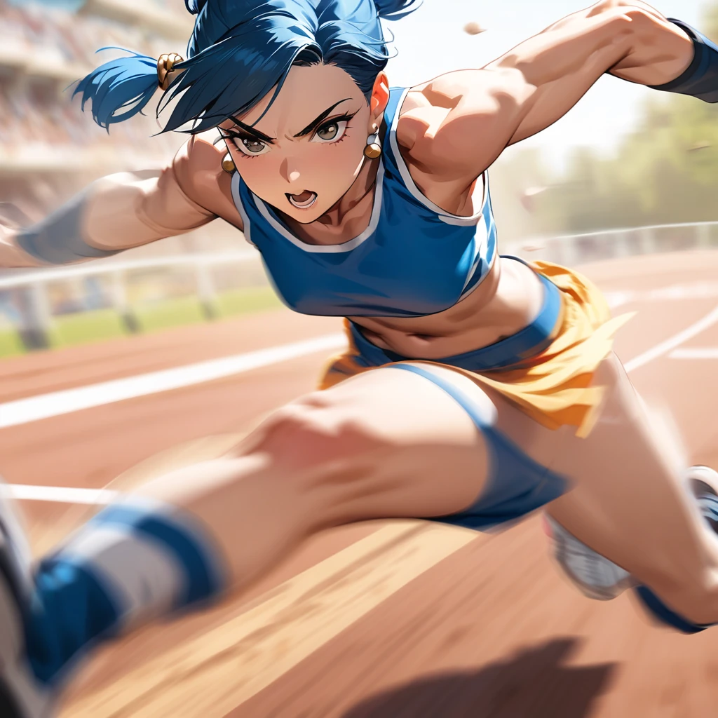 Athlete,(Chunli),runner, tirled,extremly detailed,solo, motion blur