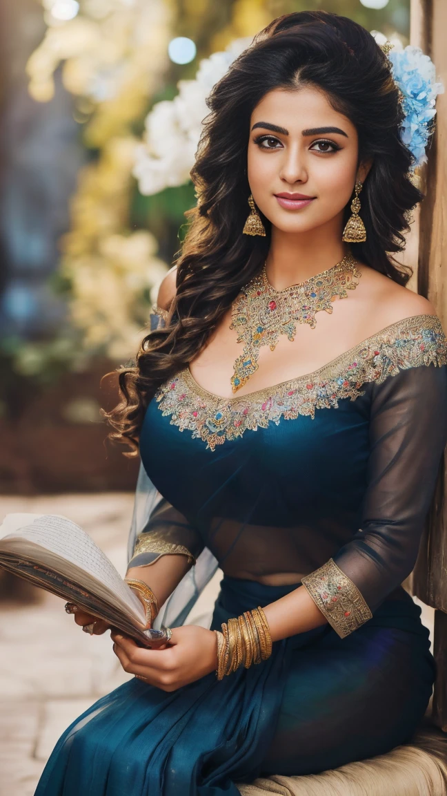 (masterpiece)((disheveled hair:1.2),( beautiful detailed eyes:1.1), Indian girl (wearing casual t_shirt ,street background, Bokeh, medium round  , side pose looking at viewer,long hair , hair bun,wet clothes, rainy season,heavy rain shower , enjoying rain, happy, big cheeks ,Outdoor image of 21yo  in school school photo in school masterpiece, (photorealistic:1.7), best quality, beautiful lighting, Eleanor Latino Woman 20yo Old  Plus Size Model random colour beautiful eyes extremely high Bun long extreme curly hair Lifts wearing Indian flowers ethnic elegance princess saree salwar kameez. Flowers on hair (Persian princess)),off shoulder ,bra, Indian attire ,ultra realistic skin Best quality, masterpiece, Beautiful, young indian woman, teacher, college, looking straight at viewer, wearing elegant dark  full sleeve top and long skirt, college classroom, sitting on chair, professionalism, teen age, detailed face, detailed body, symmetric face, cute face, dynamic pose, perfect , holding books with hands, photorealistic, curvy body, braid hair, 8k, ultra realistic, blackboard background, ambient occlusion(((Stunningly Beautiful persian Princesss ))), elegant blue black updo hair, sweet smile, Beautiful bride posing under a fairy tale arch of exotic magical flowers, looking back,elaborate scene style, crystal glass lattice, glitter, transparent embroidered lace, realistic style, 8k,exposure blend, medium shot, bokeh, (hdr:1.4), (cinematic), ( dark tones:1.3), (hyperdetailed:1.2),Realism,1 girl,girl wearing indian saree(dressed in transparent saree)(wearing glitter graphics jewelry)big  , medium Breast,nipple,bright light ,long_hair, Bokeh , , indian ,tree branch, colourfull ,undersized bra,princess dress,lehenga choli((transparent dress))