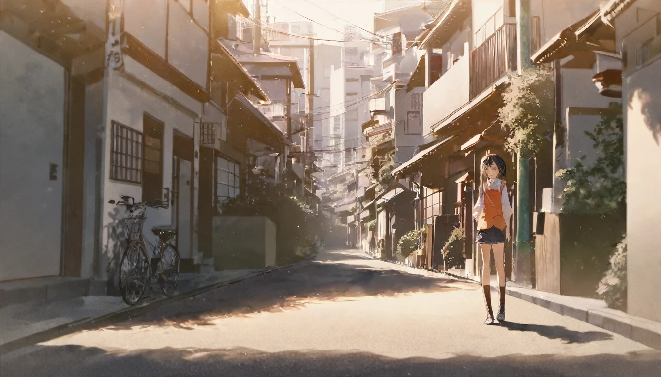 by rella, woman standing on a narrow street in a city with buildings, in a tokyo street, by Eizan Kikukawa, in the streets of tokyo, standing in an alleyway, by Torii Kiyomoto, by Kamagurka, by Tobias Stimmer, in narrow tokyo alleyway, shot in canon 50mm f/1.2
