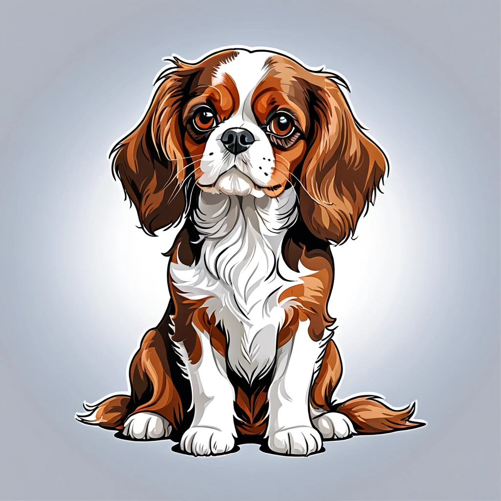 vector illustration, cute Cavalier King Charles Spaniel dog, white background
