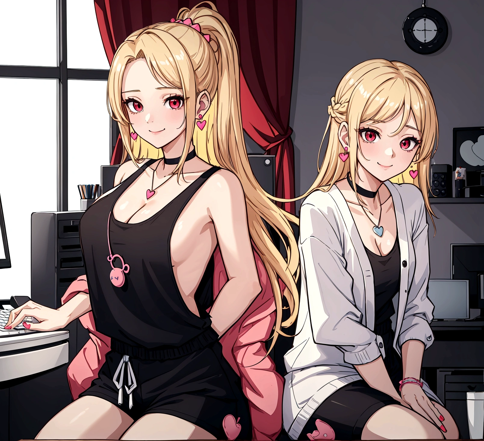 blonde in 70s cabaret outfit
