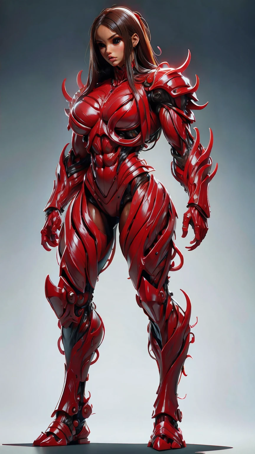 a photo-realistic image of Megan fox as armored carnage, (solo:1.0), (red carnage skinless muscular bio-mecha armor:1.25), (mouth wide open, carnage style:1.25), (full body view:1.25), Realistic, Very detailed face and eyes, (masterpiece:1.1), (beautiful girl face:1.45)