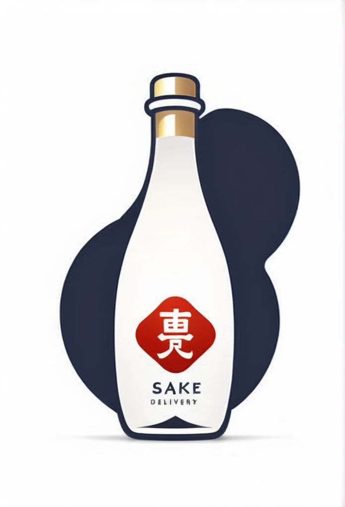 A stylish logo for a Japanese sake delivery app. Sake in luxurious bottles.、A stylish shot from the air at a slight angle、A logo that looks like it is being poured into a sake cup A very luxurious logo A very cool, chic and modern design A white background