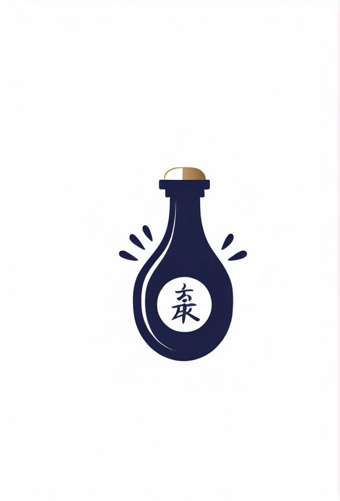 A stylish logo for a Japanese sake delivery app. Sake in luxurious bottles.、A stylish shot from the air at a slight angle、A logo that looks like it is being poured into a sake cup A very luxurious logo A very cool, chic and modern design A white background