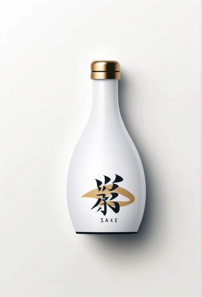 A stylish logo for a Japanese sake delivery app. Sake in luxurious bottles.、A stylish shot from the air at a slight angle、A logo that looks like it is being poured into a sake cup A very luxurious logo A very cool, chic and modern design A white background