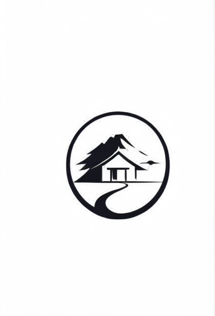 A stylish logo for a Japanese home renovation company. It looks like a single stroke of calligraphy.、By design、Modern stylish house silhouette Coolly drawn logo Pretty cool Chic and modern design Background is white