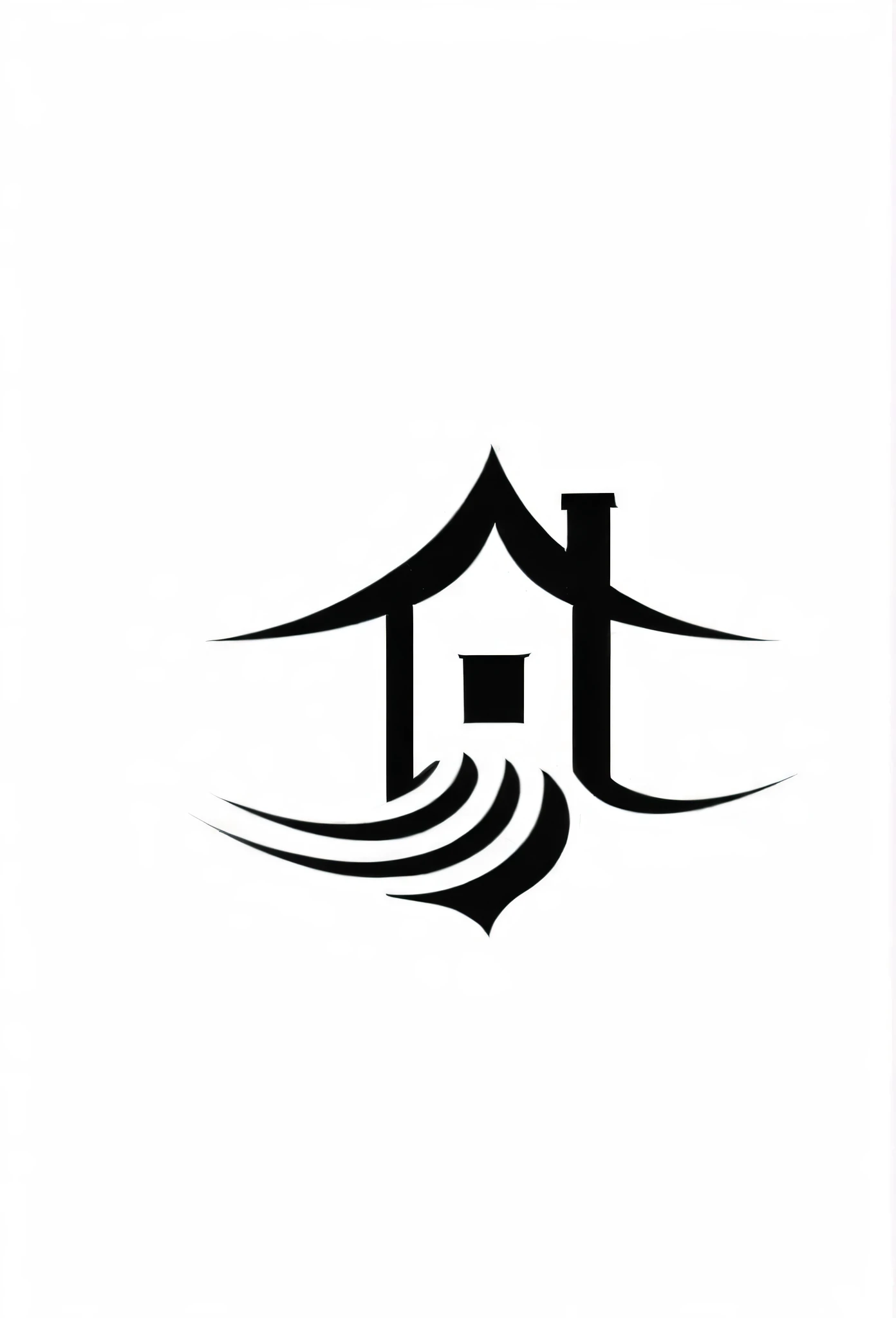 Stylish logo of a Japanese home renovation company
A cool logo with a modern, stylish house silhouette with a design that resembles a stroke of calligraphy
Pretty cool
chic and modern design
White background