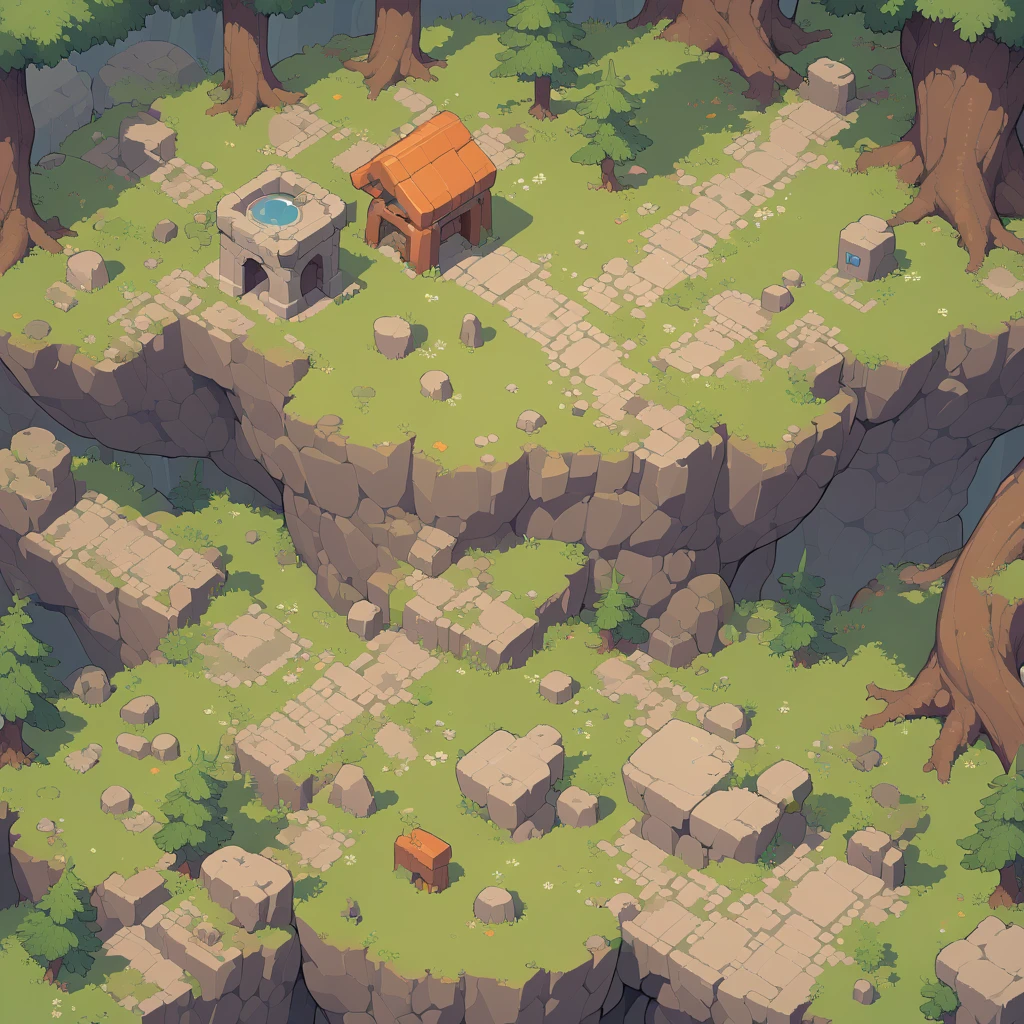 retro video game style,pixelated, vibrant pastel colors,8-bit characters,blocky shapes,sharp lines,detailed shading,classic gaming vibe,nostalgic atmosphere,classic arcade games,masterpiece:1.2,ultra-detailed,illustration style, 2d texture, stone texture, 4 k seamless mud texture, video game texture, dirt texture, tileset, game tiles, grass, 3/4th perspective trees, 3/4th perspective tileable rock texture, 3/4th perspective tileable cliff formations, tileable trees, topdown view, game texture, game art, tileable texture, very detailed cliff texture, intricate stones, top down view, 3/4th perspective