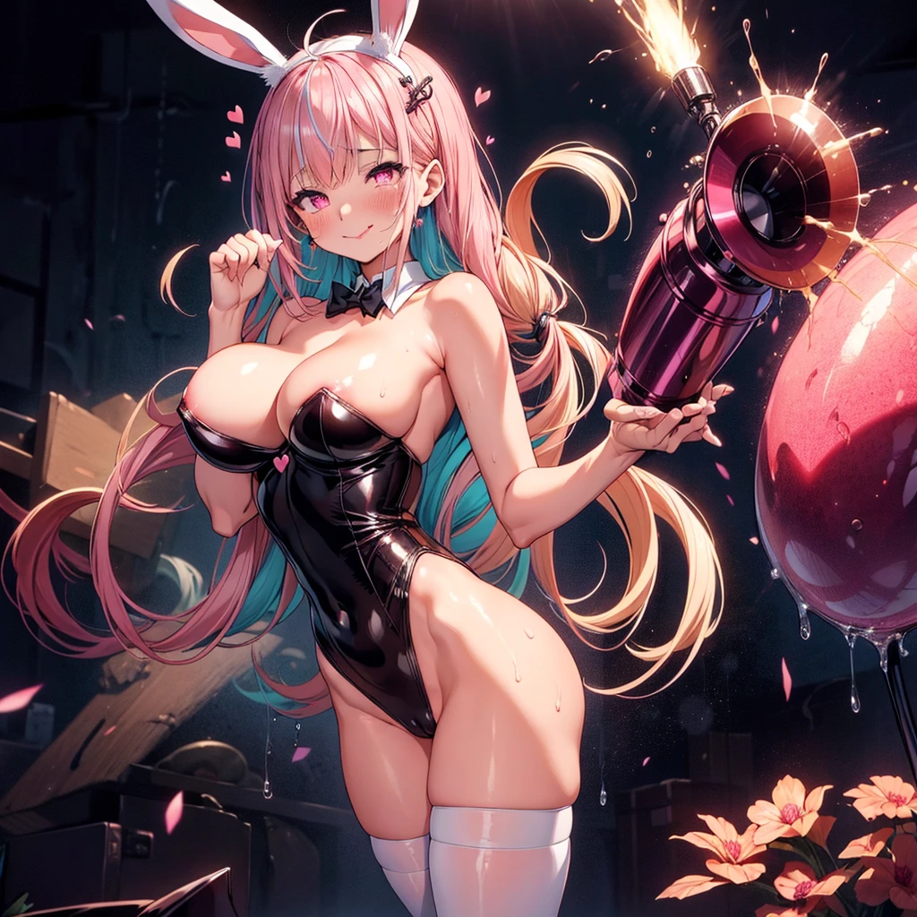 (masterpiece),(Highest quality),(Super detailed),(Best illustrations),(Best Shadow),(Absurd),(Detailed Background),(so beautiful), 16K, 8K,4K, (so beautiful)Minato Akua, One person, alone, Big Breasts, , , fluorescent pink eyes, , heart-shaped pupils, playboy bunny, , Oculogyric crisis, , empty eyes, blank eyes, Perfect figure, , paw pose, Arched back, tongue out, , , orgasm, afterglow, erotic smile, , , Open your mouth languidly, , Sexy posture, , masturbation, vibrator, , , cross-eyed, rolling eyes, , water eyes, tears, , saliva trail, , shiny skin, , Breast fetish, , , torogao, ahegao, BREAK, , Dramatic lighting, , , , night, , , Torrent of Light, mysterious, spoken heart, ,
