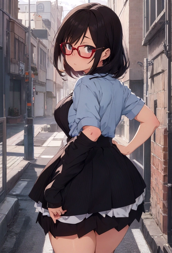chino asada, Shino Asada, (Iris:1.5), Black Hair, Hair between the eyes, hair ribbon, short hair, Side Lock, Glasses, (Small breasts:1.2),happy smile, smile, Open your mouth,blush,Cold shoulder tops,Short sleeve,Long skirt,Black pantyhose,Stiletto heels,Walking,whole bodyがイラストに入るように,
break looking at viewer,whole body,
break outdoors, Building district,
break (masterpiece:1.2), Highest quality, High resolution, unity 8k wallpaper, (figure:0.8), (Beautiful attention to detail:1.6), Highly detailed face, Perfect lighting, Highly detailed CG, (Perfect hands, Perfect Anatomy),