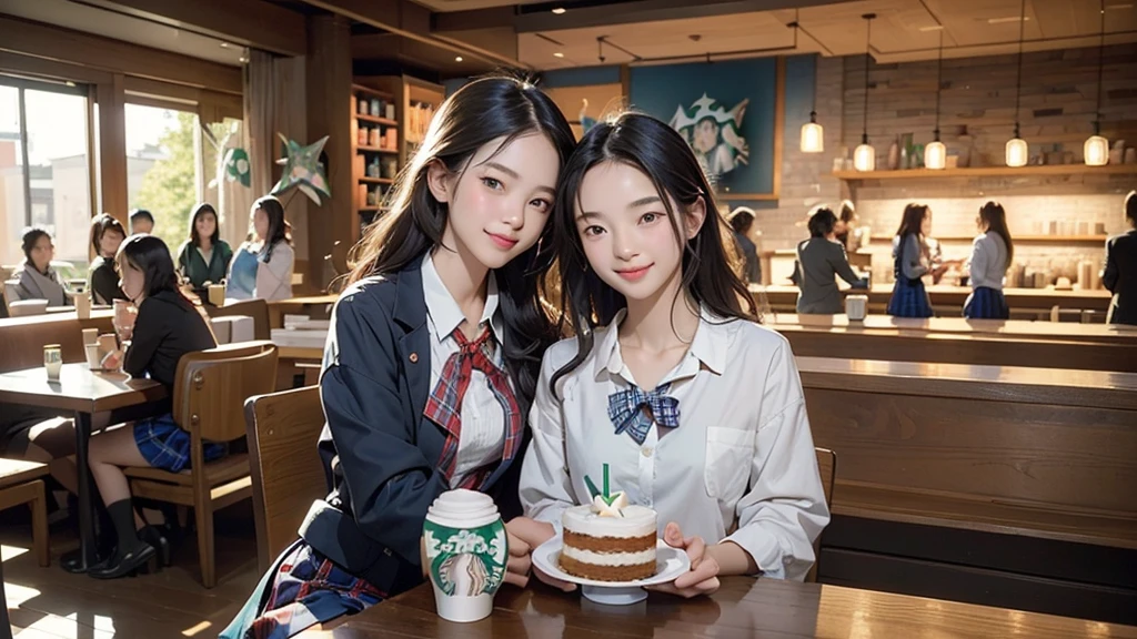 8K、RAW Photos、Highest quality、Super detailed、Super Resolution、Ultra HD、8K壁紙、Amazing details
((A girl in a blazer uniform ((White blouse with formal collar, Blue Blazer, 
Red Check Skirt, Red checkered ribbon on blouse)), Complete limbs, Full Finger, ))

(((((((Inside the Starbucks store、16-year-old high school girl)))))))、((((((Sit down and eat cake、Drink coffee、smile))))))、((Heart Necklace))
((Emphasize cleavage))



Modern and sleek design：Interior design using natural materials、Many of the designs are warm and made using wood and metal.。
Large windows：自然光をたっぷり取り入れるためのLarge windowsがあり、Providing a bright and open space。
Green Interior：Potted plants are effectively placed、It creates a relaxing atmosphere。
artwork：Works by local artists、Starbucks-related art on display。
Cozy seating：Cushioned chairs and sofas、Bar sheet etc.、A variety of seating options available。
Open kitchen area：Being able to see how drinks and food are made、We provide peace of mind and transparency。
Unique lighting：Antique lamps and chandeliers、Modern lighting fixtures are used。
Comfortable background music：Relaxing music is playing、A comfortable space is provided。
Free Wi-Fi and charging spots：Many tables are equipped with power outlets.、Convenient for work and study。
Customizable menus：Menus are provided that can be customized according to customer preferences。
Use of sustainable materials：Eco-friendly recycled materials and sustainable wood are used。
Wide々Table space：一人でもグループでも使いやすいWide々There is a table with。
Community Table：There is a large table where you can socialize with other customers.。
Seasonal decorations：The decorations are themed according to the season.。
Digital Order System：スマホやタブレットから注文できるDigital Order Systemが導入されています。
Design with a local feel：The design incorporates the local culture and characteristics.。
Fragrance production：コーヒーの香りが店内にWideがり、A space that satisfies the five senses has been created.。
Conversation with a barista：フレンドリーなConversation with a baristaが楽しめるカウンターエリアがあります。




8K、RAW Photos、Highest quality、masterpiece:1.2、Super detailed、Super Resolution、Ultra HD、8K壁紙、Amazing details、Photorealistic:1.4、Having fun by the water、Full Body Shot、Full body photo、High-resolution RAW color photos、Professional photos、A scene full of emotion、Very detailed and beautiful、Ultra HD、8K壁紙、Amazing details、Huge file sizes、Highly detailed beautiful girls、Highly detailed face Highly detailed eyes、Extremely realistic skin、 Highly detailed fingers, Highly detailed nose, Highly detailed mouth, Perfect Anatomy, Highly detailed background, Highly detailed clothing, Teen, cute女の子, Famous Japanese Idols, cute, Realistic body, Slender, White skin, Glowing Skin, Slim body, Realistic Face, Delicate eyes, double eyelid, 