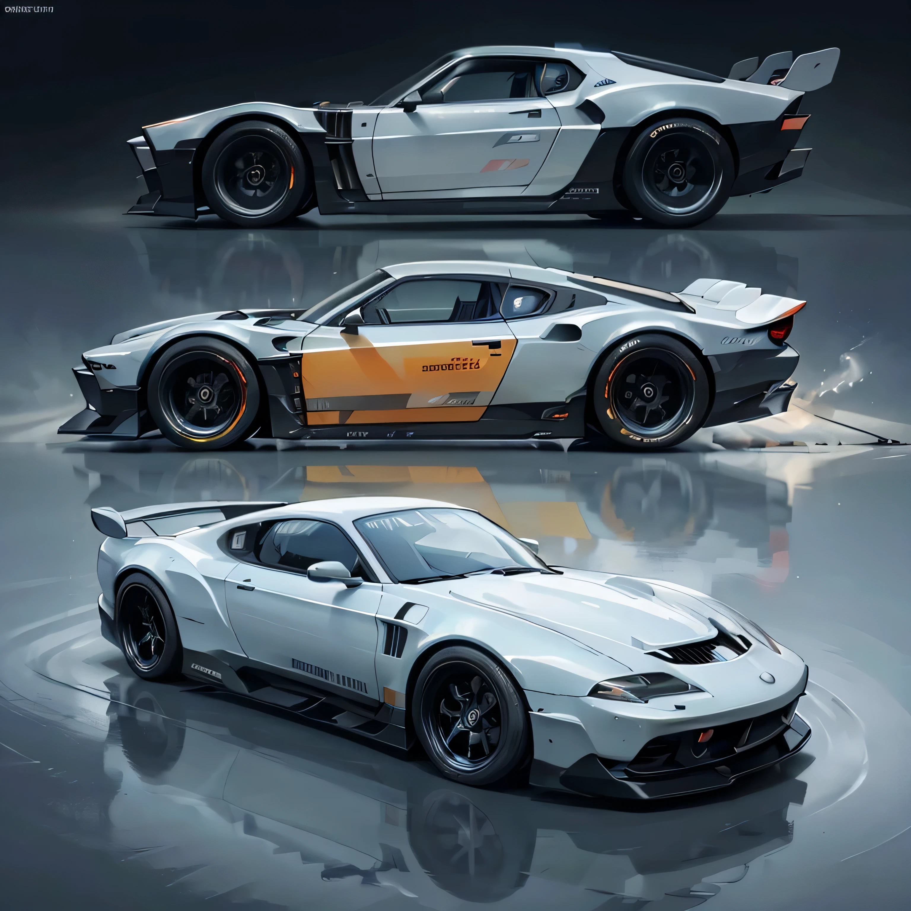 high quality, cinematic, car laser headlights, обвес street walk, charged, high background detail, Canon 35 mm, yellow car color, Sports Car, Background sea, high body detailing, cinematic, high-poly, 80s car concept art