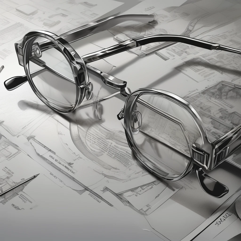 (detailed drawing) Advertising signs, eyeglass frames, gray tones, light and shadow, design work