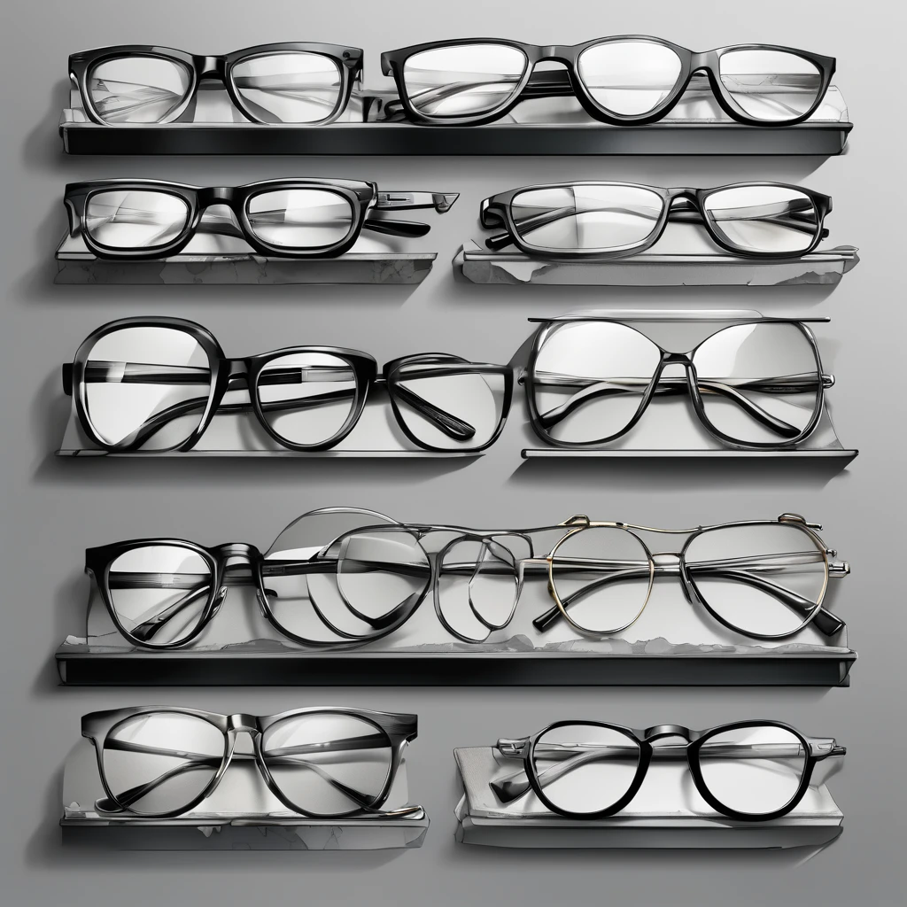 (detailed drawing) Advertising signs, eyeglass frames, gray tones, light and shadow, design work 