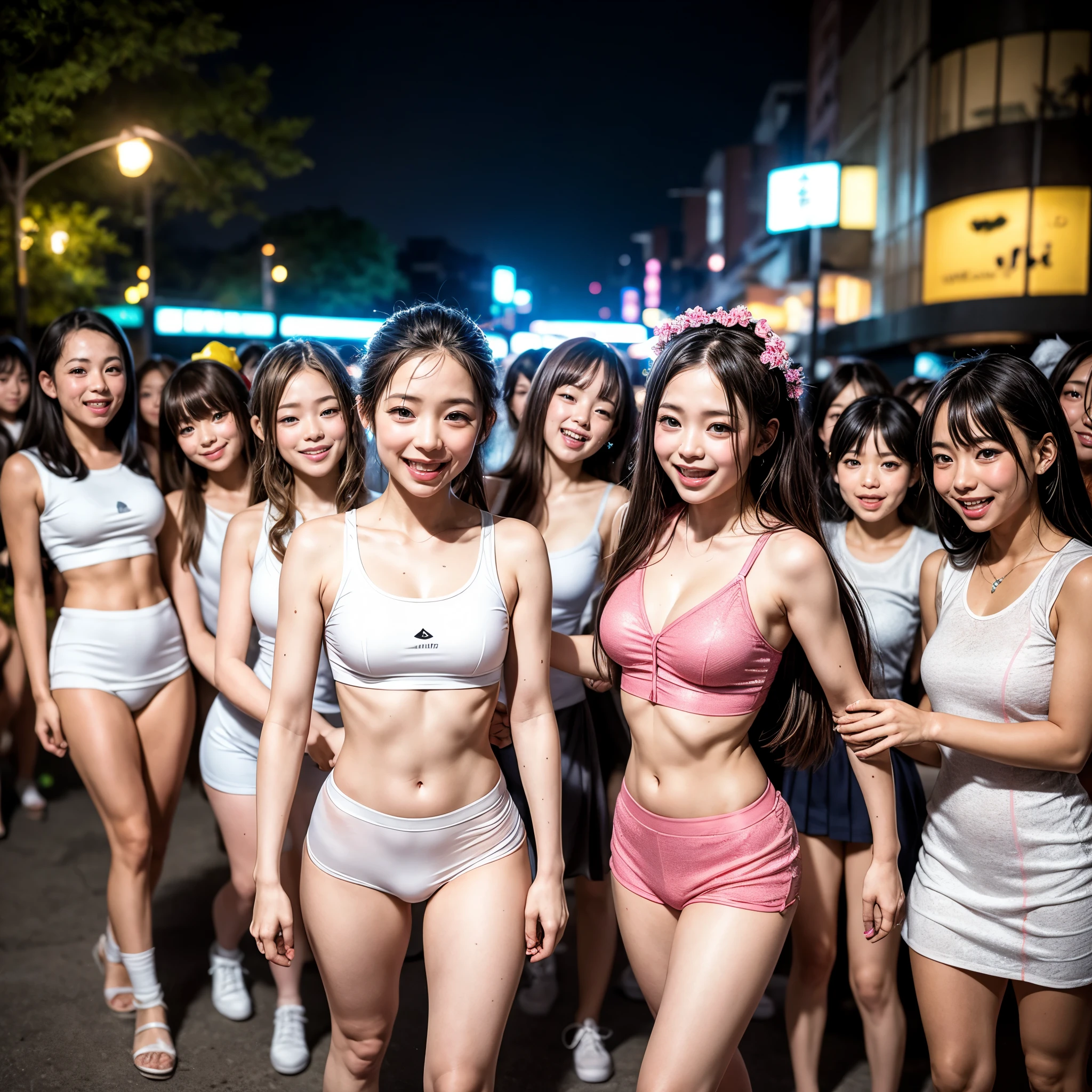 ((ExtremelyDetailed (PUNIPUNI KAWAII 12 Girls in a row:1.37)) Shibuya Hachiko-mae scramble crossing), (masterpiece 8K TopQuality:1.2) (ProfessionalPhoto:1.37), Different types of hair colors, {((White skinny AthleticWear))|SchoolUniform|Tutu}, {(Hidden Hands)|(Corrected Like hand)}, (Joyful Expressions LifeLike Rendering), PerfectLighting (RainbowColor particles:1.2)(Dazzling Blurred ColorfulLights) MotionBlur  BREAK  (Acutance:0.8) Impeccable Radiant PearlSkin with Transparency . (((no extra limbs)))(Exposed:-0.8)