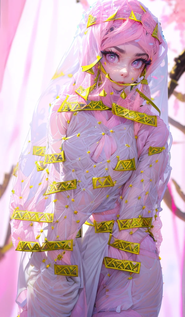 Please follow all prompts below exactly and faithfully. This is a breathtaking masterpiece of digital illustration, with maximum resolution, UHD, 512K, 2160p, 10 million ppi, 300 million dpi, natural color tones, ultra sharp details, perfect outlines with contrast, ((smooth, soft and clearly and most realistic skin and hair texture)), most beautiful detailed eye features, perfect anatomically correct human body, beautiful background with depth, rule of thirds, depth of field, Maximize all element is used to its full potential to create the best digital illustrations, A very sexy mature elegant slut with a perfect body style, beautiful sharp face, slim figure, gravity defying large breasts, beautiful green eyes (with shiny blonde hair, pony tail), bangs covering one eye, glossy sensual very shiny thick lips and striking pink lipstick, sexy smile:1.3, shiny red clothes, Richly decorated Arabian dancer costume:1.5, (intricately designed with lots of lace),(Pelvic curtain:1.5), (see-through pink (see-through pink Arabian face veil:1.8), niqab:1.8),