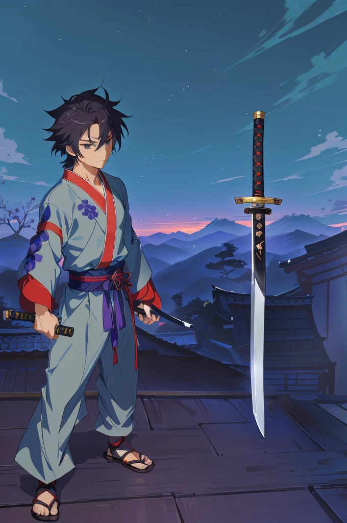anime man with sword, anime fencer, anime style character, swordsman, anime stylized, stylized anime, anime stile, epic anime style, samurai, in japanese anime style, katana in display, wearing yukata,
