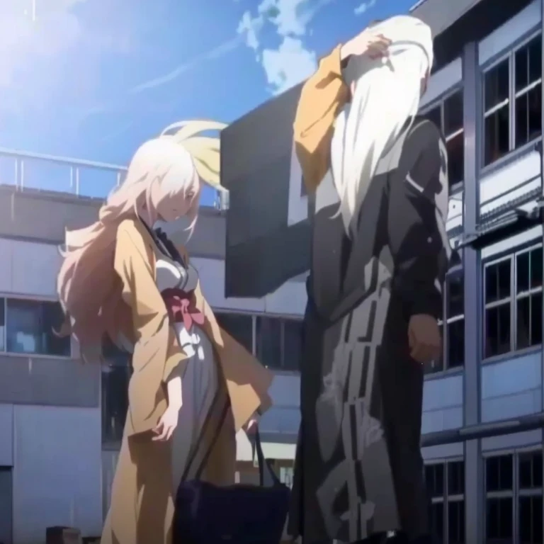 anime scene of a man and woman in a city setting, screenshot from guro anime, screenshot from a 2012s anime, an ahoge stands up on her head, screenshot from the anime film, today's featured anime still, still from tv anime, anime fight, anime screenshot, anime movie screenshot, anime cgi style, still from anime