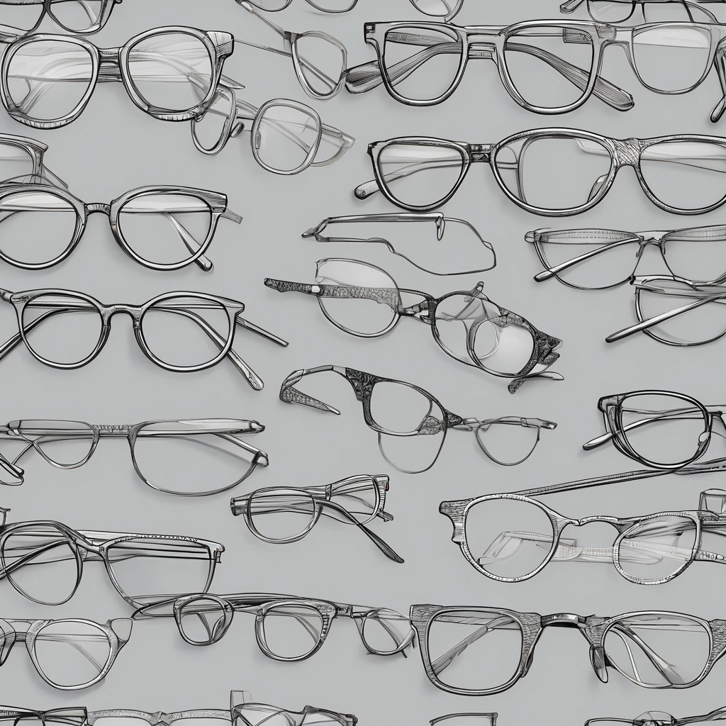 (detailed drawing) Eyeglass frames, gray tone 