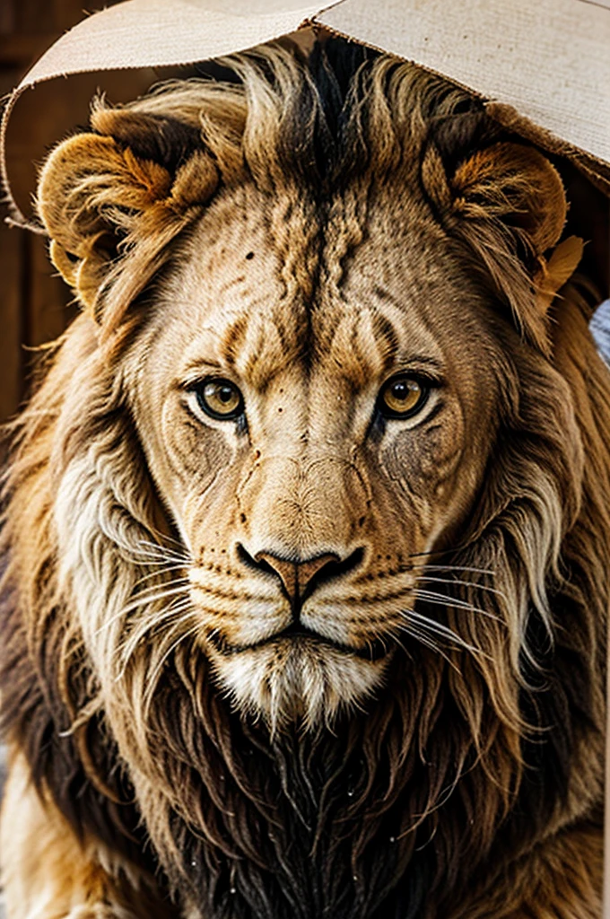 Close-up of a drawing of a lion with a heart, High-quality sketch art, 2D lion in full growth, Half-lev, lion's head, realistic tattoo drawing, realism Tattoo sketch, third lion's head, 3D design for tattoo, Tattoo sketch, Tattoo sketch, High-quality sketch, Realistic tattoo design, The body of a lion, Wild Pencil Style, airbrush illustration, the drawing is drawn with one line