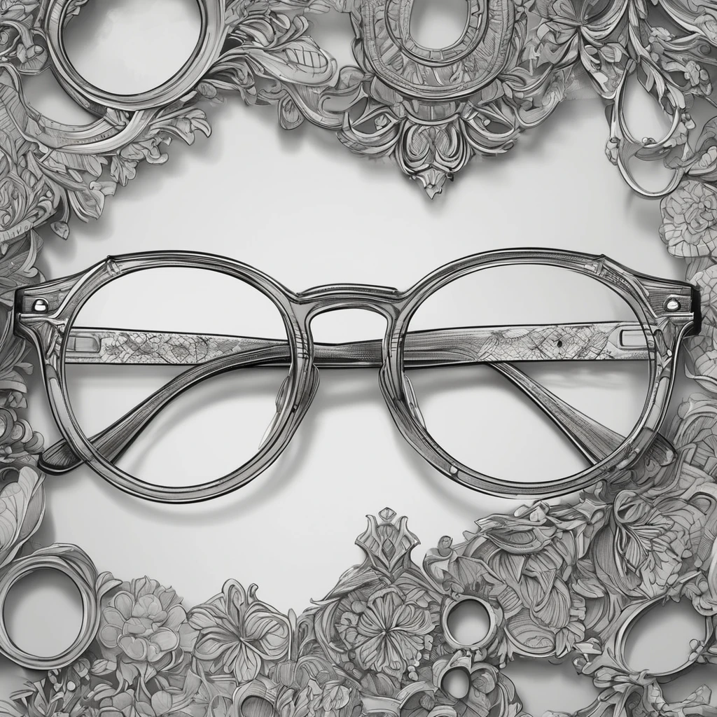 (detailed drawing) Eyeglass frames, gray tone