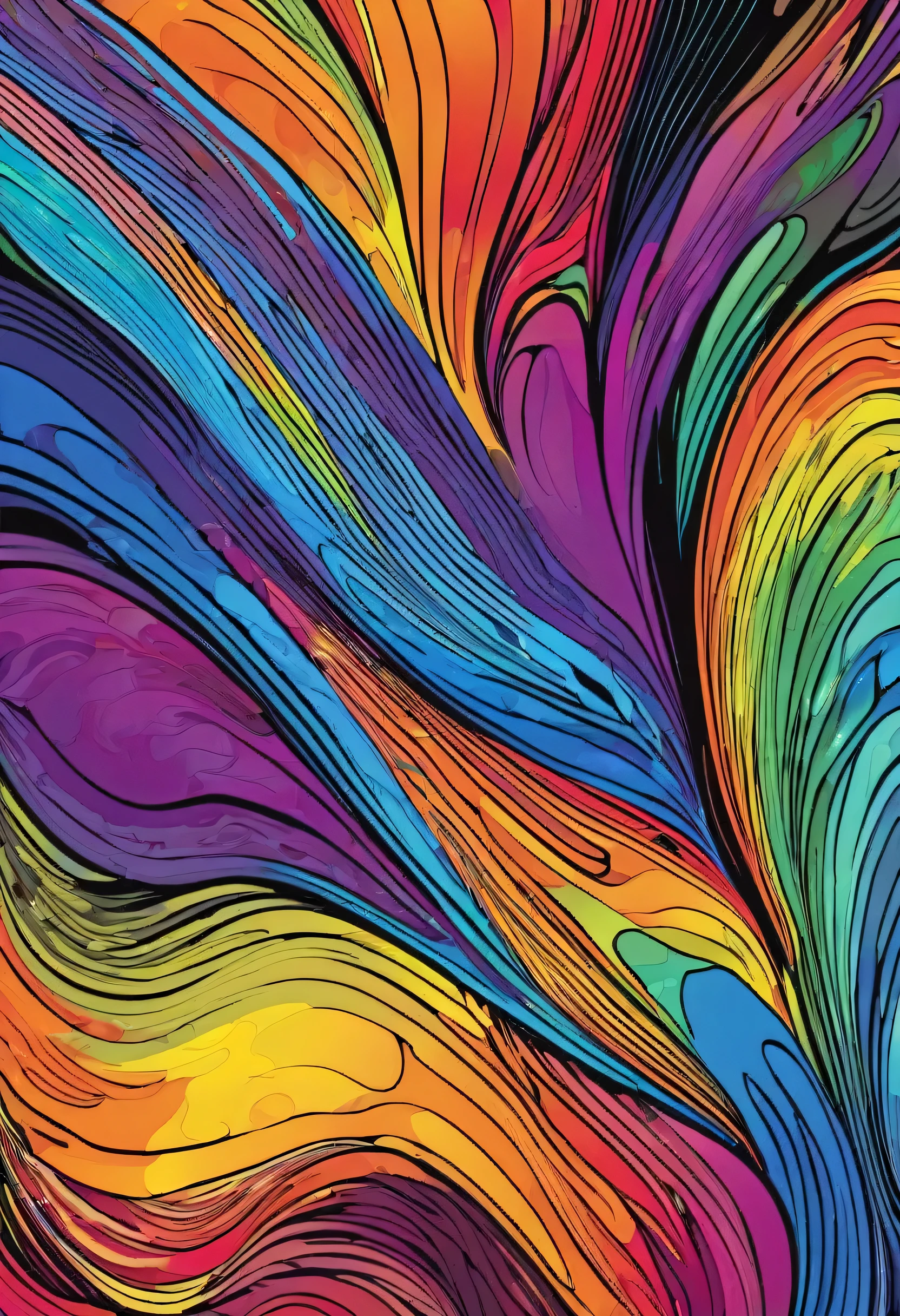 An abstract pattern in rainbow colors A masterpiece of vector graphics,
Best quality and high resolution guaranteed,
Starke schwarze strokes verschmelzen,
A fascinating work of art, devoured, strokes 