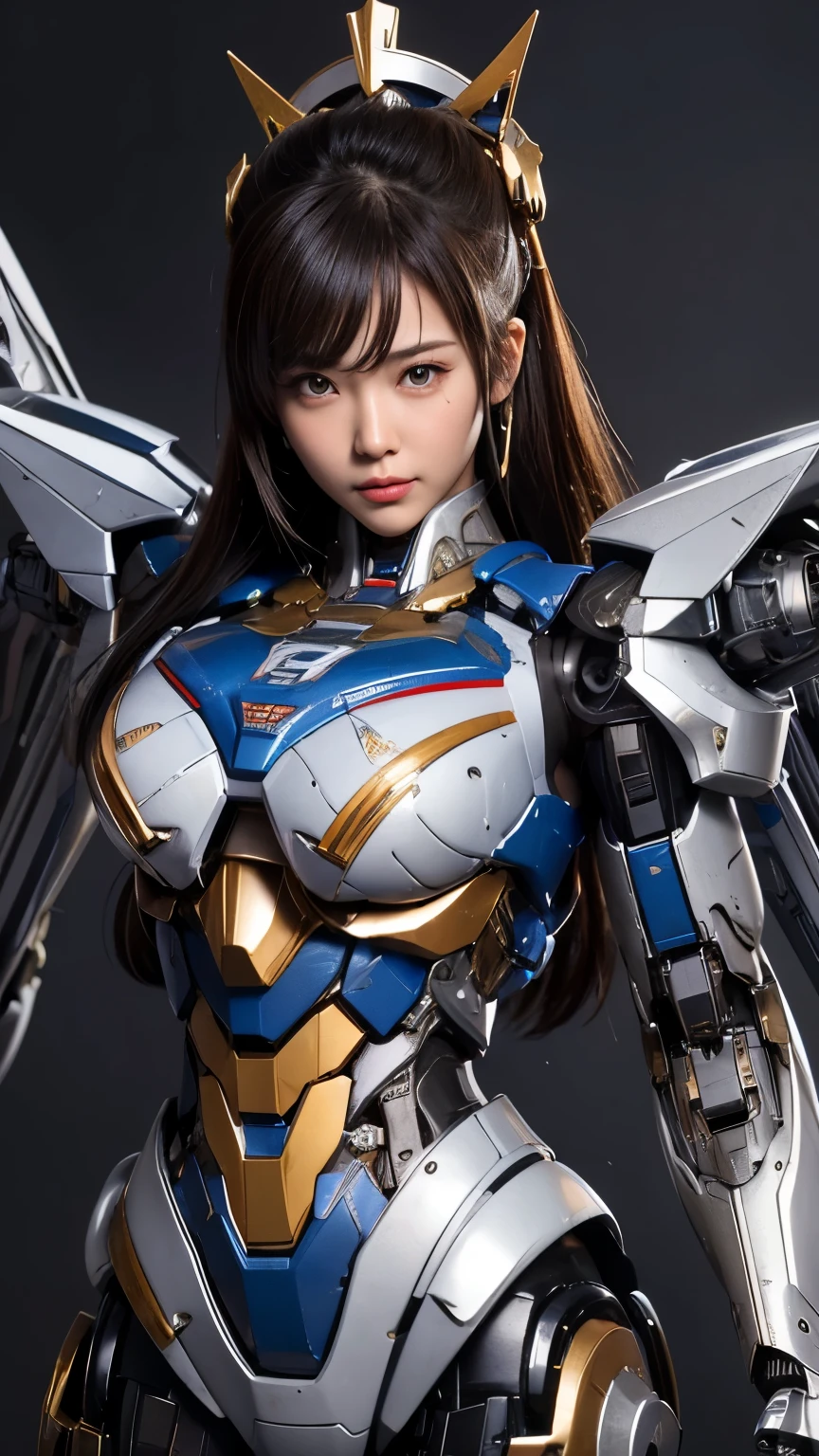 Textured skin, Super Detail, high details, High quality, Best Quality, hight resolution, 1080p, hard disk, Beautiful,(Super Heroine),(Mecha Queen),Oppai Missile,beautiful cyborg woman,Mecha Cyborg Girl,Battle Mode,Girl with a Mecha Body,She wears a battle cyborg mech with a weapon,Fulll body Shot