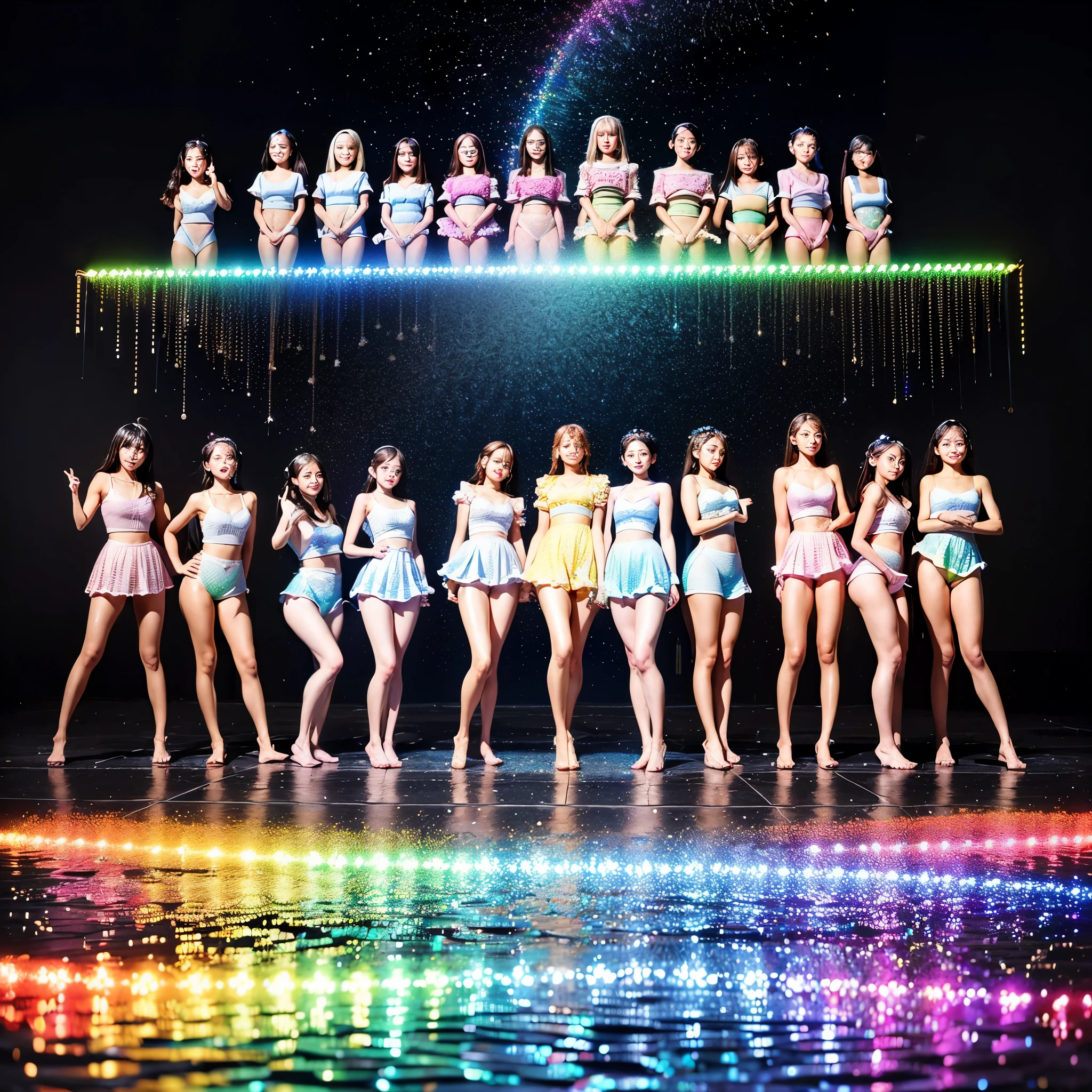 ((ExtremelyDetailed (PUNIPUNI KAWAII 12 Girls in a row:1.37) Shibuya Hachiko-mae scramble crossing)), (masterpiece 8K TopQuality:1.2) (ProfessionalPhoto:1.37), {(Standing Full Body:1.2)|Dancing}, Different types of hair colors, {((White skinny Athletic wear))|SchoolUniform|Tutu}, {(Hidden Hand)|(Corrected BabyLike hand)}, (Joyful Expressions LifeLike Rendering), PerfectLighting (RainbowColor particles:1.2)(Dazzling Blurred ColorfulLights) MotionBlur BREAK (Acutance:0.8) Impeccable Radiant PearlSkin with Transparency . (((no extra limbs)))