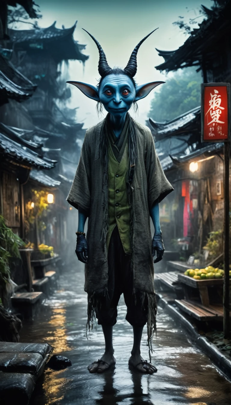 full body length shot,beggar graphite Manganite sparas, wants eat,survival in criminal city of future,cinematic,soft colors, Technicolor,natural skin textures, hyper realism, hyper detailed,Extremely detailed,High contrast,Masterpiece,Realistic,Ultra Detailed, intricate details,realistic humid leather,extremly intricate,Epic Realistic, cinematic style,irina yermolova,high contrast,hdr,extremely detailed, [deep night landscape],masterpiece,intricate details,faded,eyes extremely detailed, high detailed eyes,16k resolution,RAW,retina, nikon z9,china,Songbird,orc,Li River in Guangxi Zhuang of china,tkt-style, Pisces, pointed ears，perfect, elf，transition between two art styles, Ink painting to photorealism, Double contact, X-ray, Creative, vivid light, masterpiece, fantasy, Abstract, Surrealism, super detailed, high resolution, stop:35;wendigoбIn a Tim Burton-inspired dreamscape, Makoto Shinkai,James Gillard
**Wood Spirit (Kodama)**: The spirits that dwell in the trees、Cutting down trees is said to bring anger.。