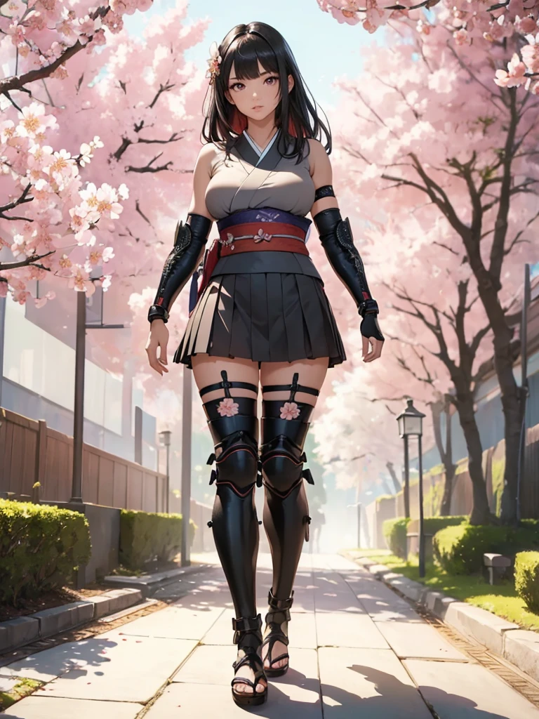 ((1girl, solo)), ((mature female)), beautiful body, (perfect anatomy, perfect body, perfect hands, perfect legs), (five fingers:1.5), natural proportions, sexy body, (((large breasts))), cowboy shot BREAK
((extremely detailed face)), (beautiful detailed eyes:1.6), (realistic pupils, realistic iris:1), expressive eyes, looking at viewer, (clear eyes:1.3), (hyperrealistic:1.2), (detailed skin texture:1.2), smooth skin, (black hair:1.5), (red eyes:1.3), long hair, (straight hair:1.5), (((bangs))), ((blunt bangs)), hair ornament, hair flower, (detailed lips:1.2), (attractive lips:1.1), (glossy lips:1.1), (parted lips), perfect face, perfect eyes, seductive look BREAK
Samurai, japanese clothes, (short kimono:1.5), sleeveless, elbow gloves, (arm guard:1.5), (micro mini skirt:1.5), pleated skirt, black skirt, zettai ryouiki, thighs, black thighhighs, (greaves:1.3), skindentation, tassel, shimenawa BREAK
Outdoors, day, (spring:1.3), (((cherry blossoms))), nature, ((trees)), forest, (((ancient japan))), medieval fantasy BREAK
(masterpiece:1.5), anime-style, top quality, best quality, (beautiful and aesthetic:1.2), (ultra detail:1.5), Ultra-detailed depiction, Ultra-precise depiction, extremely detailed 8k illustration, high resolution, (highly detailed shading:1.2), (realistic lighting:1.4), perfect lighting, vibrant colors, dynamic tones, striking hues, 8k, absurd resolution, perfect shadows, hdr, UHD, ambient lighting, realistic, ultra-realistic, photo realistic, highly detailed, rich detail, luminous colors, fine texture, intricate design, professional illustration, (soft light:1.2), (illustration:0.7)