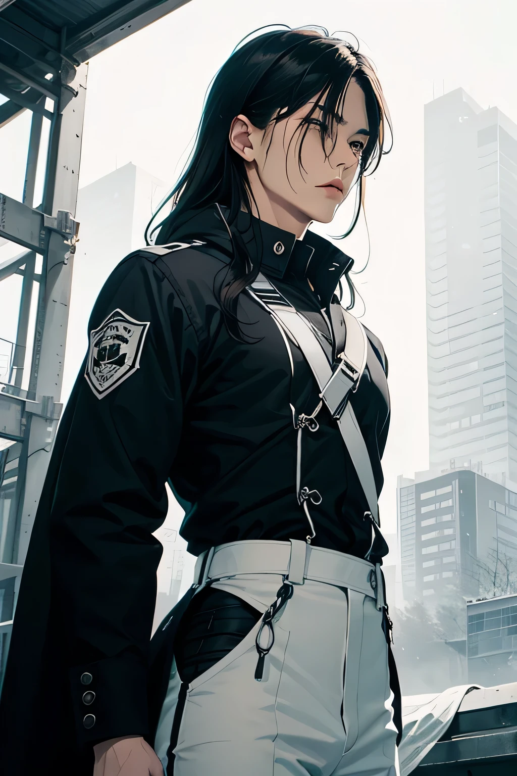 Man practitioners wear a striking black and white uniform. The primary color is black, symbolizing inner strength and discipline, while white accents represent the powerful energy and passion harnessed through the Buildforce technique