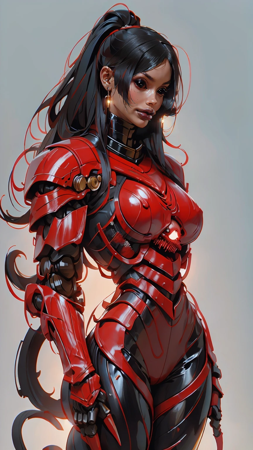 a portrait of Megan fox as armored carnage, (red carnage skinless muscular bio-mecha armor:1.25), (mouth wide open, carnage style:1.25), (full body view:1.25), Realistic, Very detailed face and eyes, (masterpiece:1.1), (beautiful girl face:1.45)