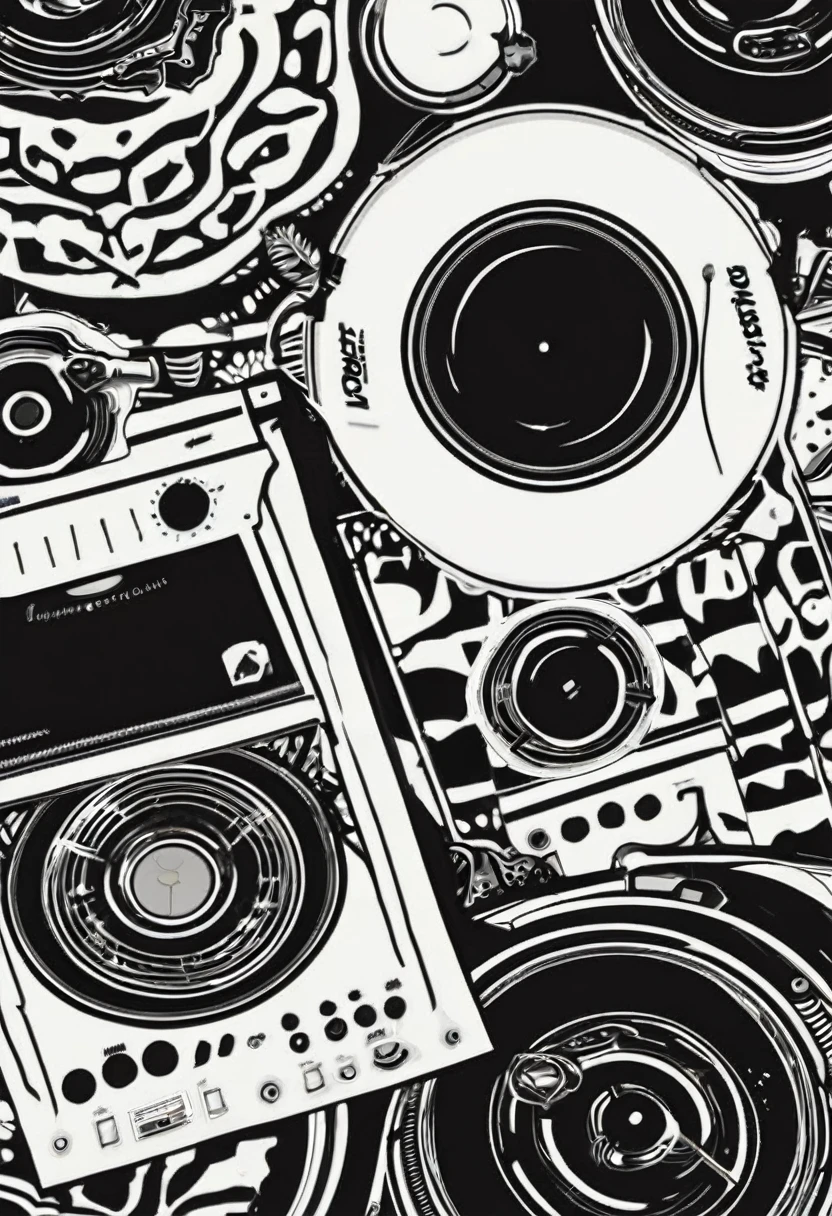 pacth style art sticker for dj themed bone print