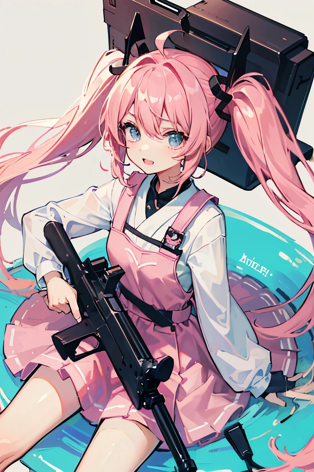 Had a bazooka,girl,Pink,Twin tails