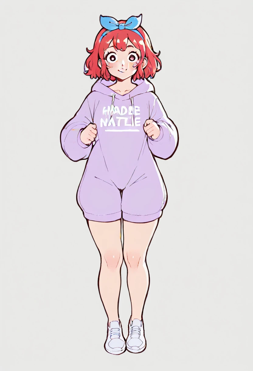 Girl human version hello kitty,cute face,(art outlines) little ribbon red hair,background red,full body,tali cat white, big tits,curyl hair white