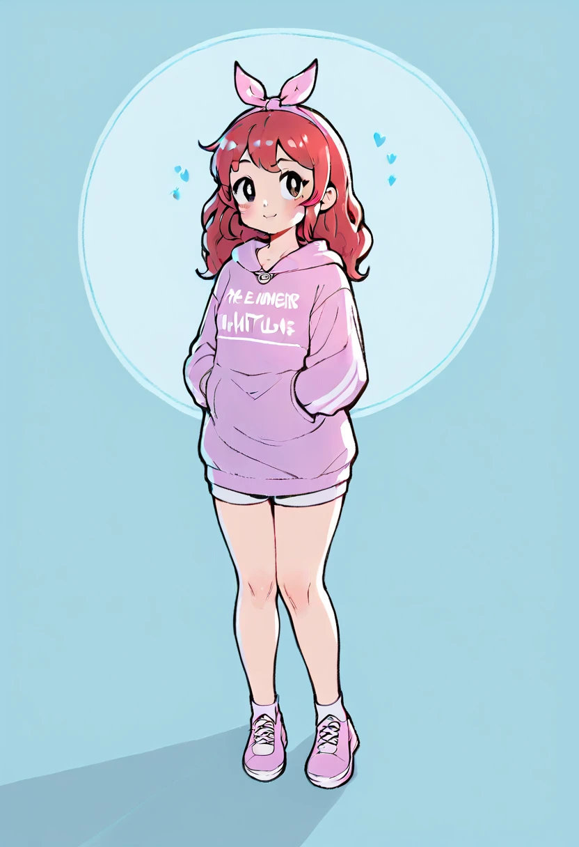 Girl human version hello kitty,cute face,(art outlines) little ribbon red hair,background red,full body,tali cat white, big tits,curyl hair white