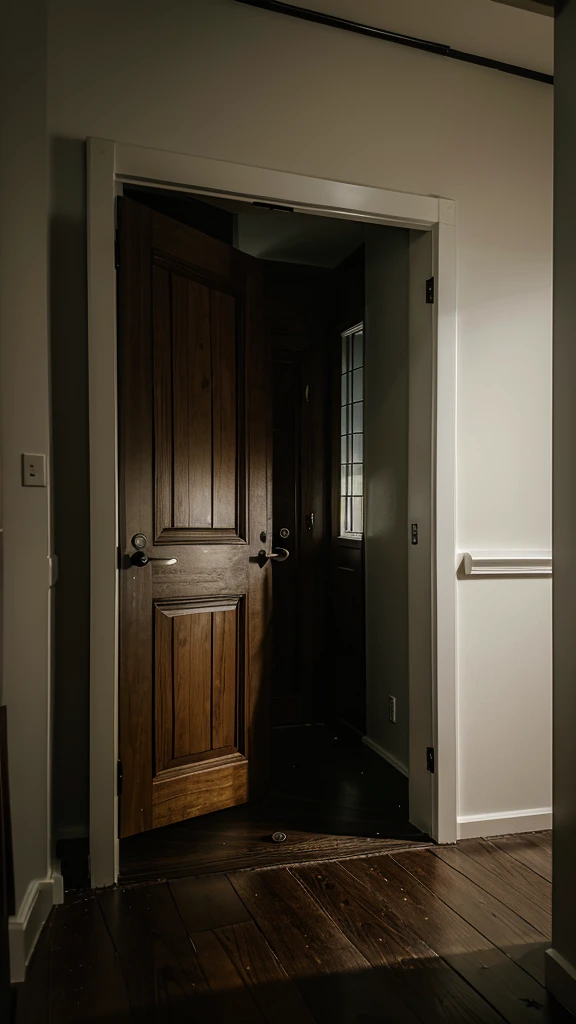 The mysterious door being slammed hard, creating an atmosphere of tension